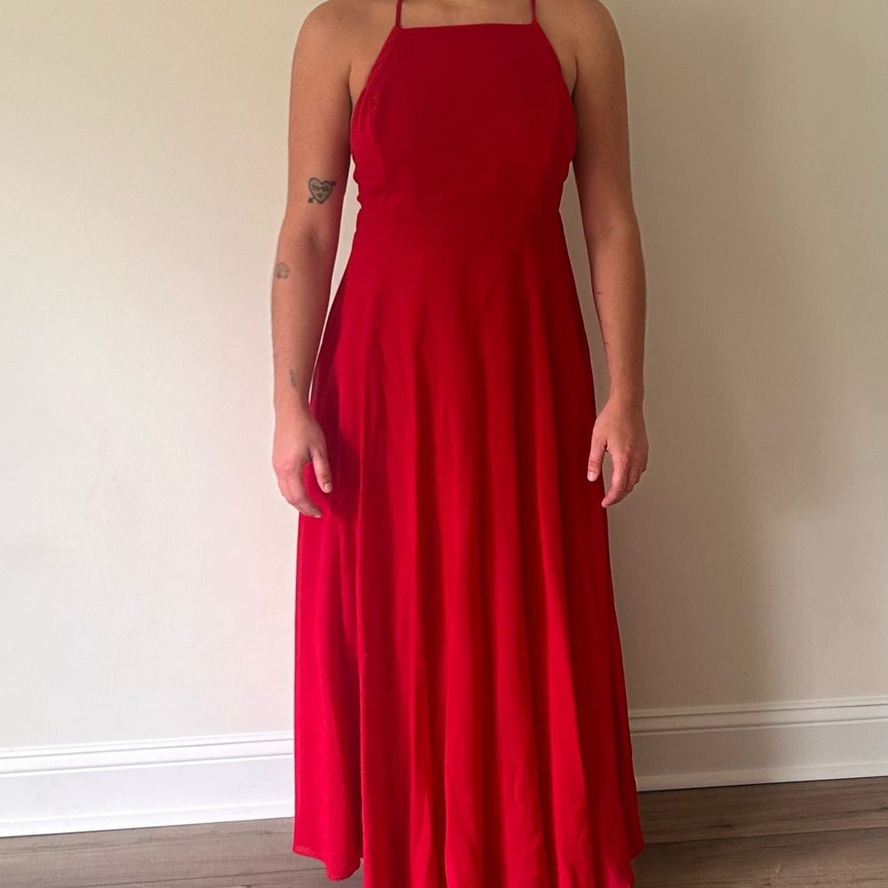 Lulu’s Elegant Red Halter Dress